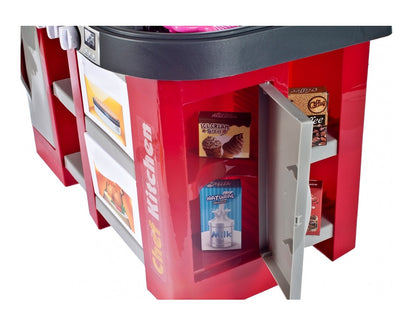 Bucatarie Multifunctionala pentru copii, Chef Junior Kitchen, 84 cm Inaltime, Dotata cu o multitudine de elemente simbolice ce dezvolta aptitudinile manuale a orcarui mic gospodar, Accesorizata cu chiuveta si robinet functional ce sporesc creativitatea