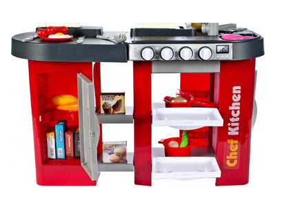 Bucatarie Multifunctionala pentru copii, Chef Junior Kitchen, 84 cm Inaltime, Dotata cu o multitudine de elemente simbolice ce dezvolta aptitudinile manuale a orcarui mic gospodar, Accesorizata cu chiuveta si robinet functional ce sporesc creativitatea