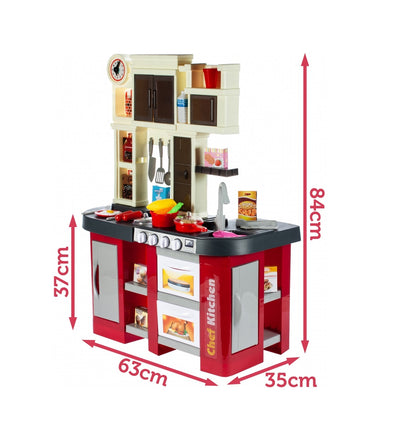Bucatarie Multifunctionala pentru copii, Chef Junior Kitchen, 84 cm Inaltime, Dotata cu o multitudine de elemente simbolice ce dezvolta aptitudinile manuale a orcarui mic gospodar, Accesorizata cu chiuveta si robinet functional ce sporesc creativitatea