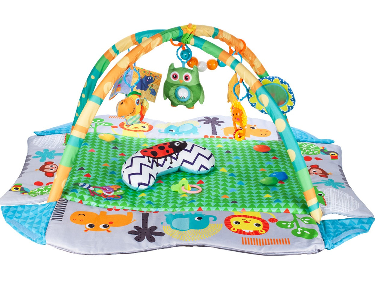 Centru de activitati Tip Covoras 3 in 1 idealStore ZOO Jolie Junior, dezvolta Coordonarea Miscariilor, Stimuleaza Vederea, material gros, izolatie termica excelenta