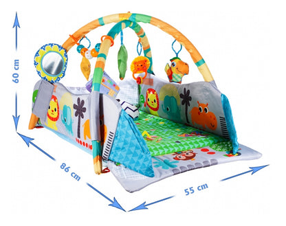 Centru de activitati Tip Covoras 3 in 1 idealStore ZOO Jolie Junior, dezvolta Coordonarea Miscariilor, Stimuleaza Vederea, material gros, izolatie termica excelenta