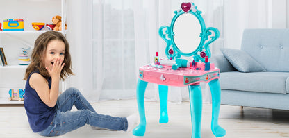 Masuta Make-up cu Pian Piano Dresser idealSTORE, Dimensiuni 73 x 43 x 31 cm, Include Jocuri de lumini si sunete, Pieptene, Bratari, Pian, Oglinda, Produse cosmetice