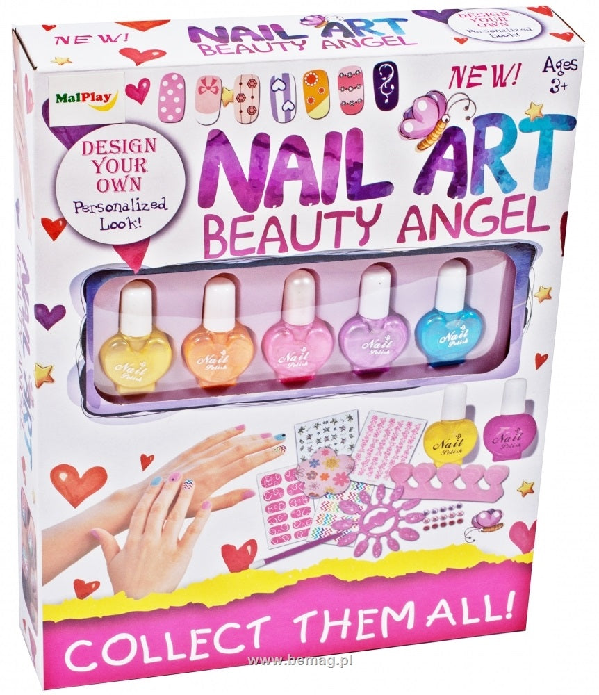 Kit unghii idealSTORE NAIL ART, Dimensiuni pachet 23 x 5 x 29 cm, Include OJE, Autocolante, Sclipici colorate, Un set de infrumusetare ideal pentru micile printese