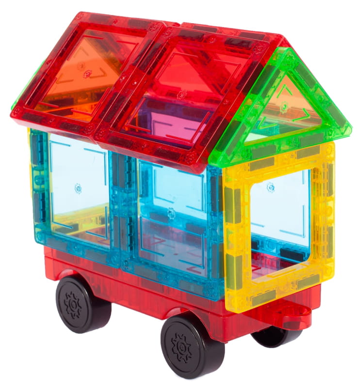 Set Inteligent de Constructie Magnetic IdealSTORE The World of Blocks 3D, dezvolta imaginatia si abilitatile mortice, numeroase posibilitati de construit, Educativ-Creativ, jucarie STEM, include 70 de piese multicolore