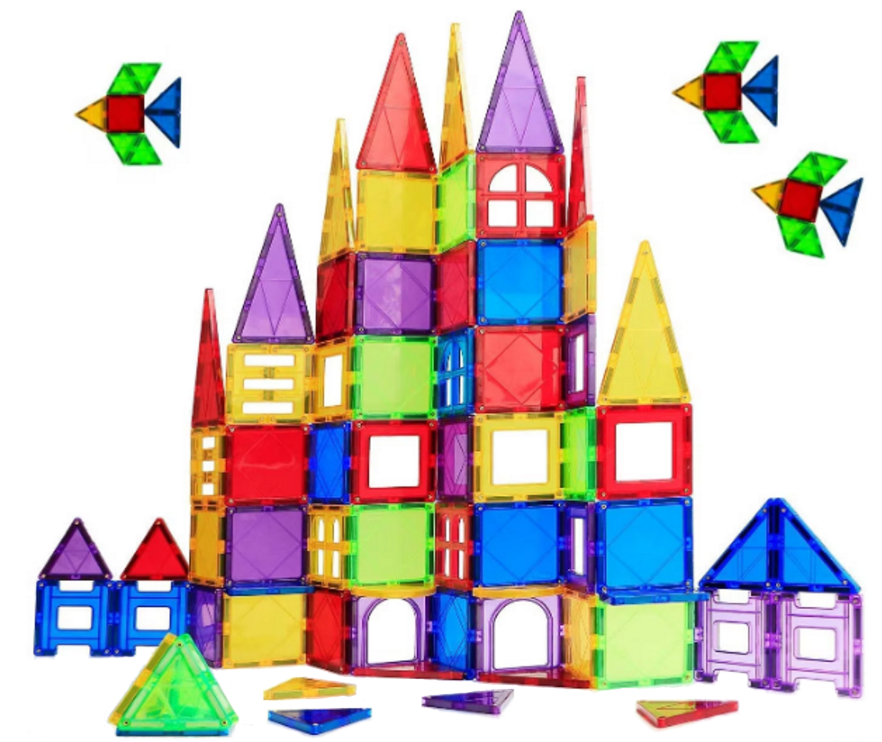 Set Inteligent de Constructie Magnetic IdealSTORE The World of Blocks 3D, dezvolta imaginatia si abilitatile mortice, numeroase posibilitati de construit, Educativ-Creativ, jucarie STEM, include 70 de piese multicolore