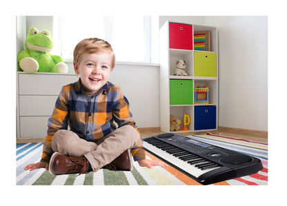 Orga muzicala electronica cu microfon idealSTORE Bit Sing Key, Tastatura are un design modern si un sunet spatial excelent, Echipata cu 61 de clape, 100 de sunete diferite, Sistem de inregistrare/redare, Afisaj LED, Intrare USB