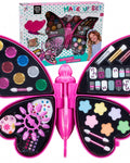 Set Make up Glamour 4 in 1 pentru fete idealSTORE, Butterfly Wings, Dimensiuni 34 x 27 x 16 cm, Kitul include toate elementele necesare pentru a asigura un aspect perfect, Multitudine de accesorii ce vor stimula creativitatea si imaginatia orcarei fete