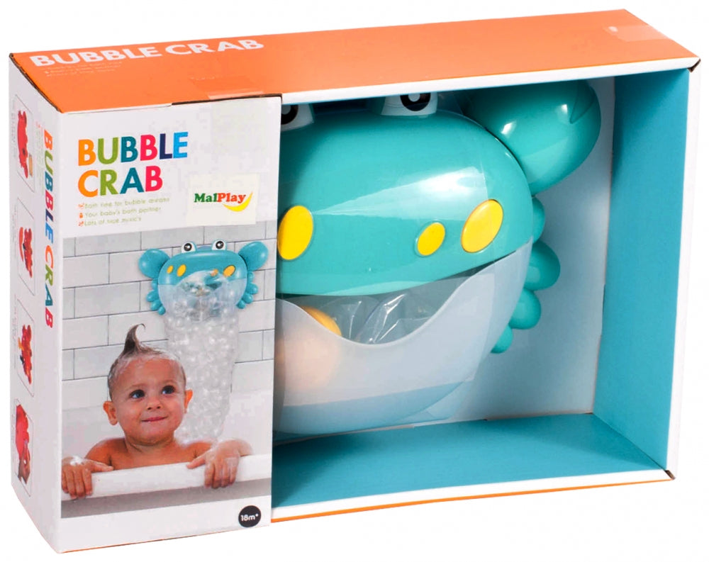 Jucarie de baie Bubble Krab Blue ideaSTORE, Efecte sonore, Dimensiuni 24 x 8 x 15 cm, Include ventuza pentru prindere si recipient pentru depozitarea lichidului, Asigura o baie distractiva si linistita
