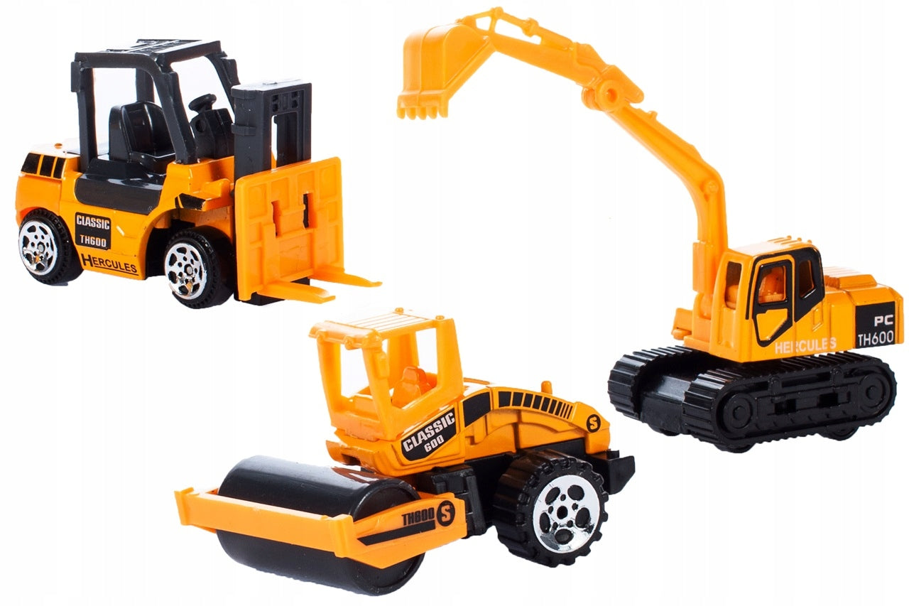 Camion Interactiv cu Remorca idealSTORE, YELOW BIG TRUCK, Dimensiuni 35 x 9.5 x 15.5 cm, Accesorizat cu 6 vehicule de constructie ce ofera ore de distactie si amuzament