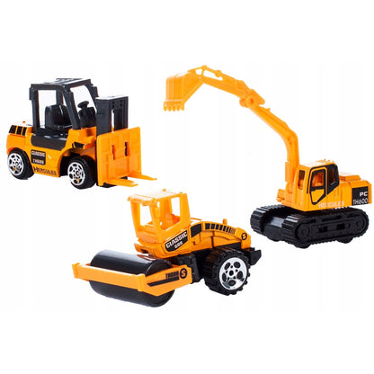 Camion Interactiv cu Remorca idealSTORE, YELOW BIG TRUCK, Dimensiuni 35 x 9.5 x 15.5 cm, Accesorizat cu 6 vehicule de constructie ce ofera ore de distactie si amuzament