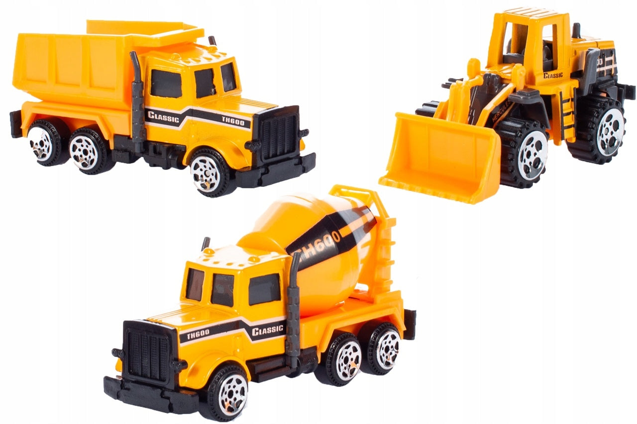 Camion Interactiv cu Remorca idealSTORE, YELOW BIG TRUCK, Dimensiuni 35 x 9.5 x 15.5 cm, Accesorizat cu 6 vehicule de constructie ce ofera ore de distactie si amuzament