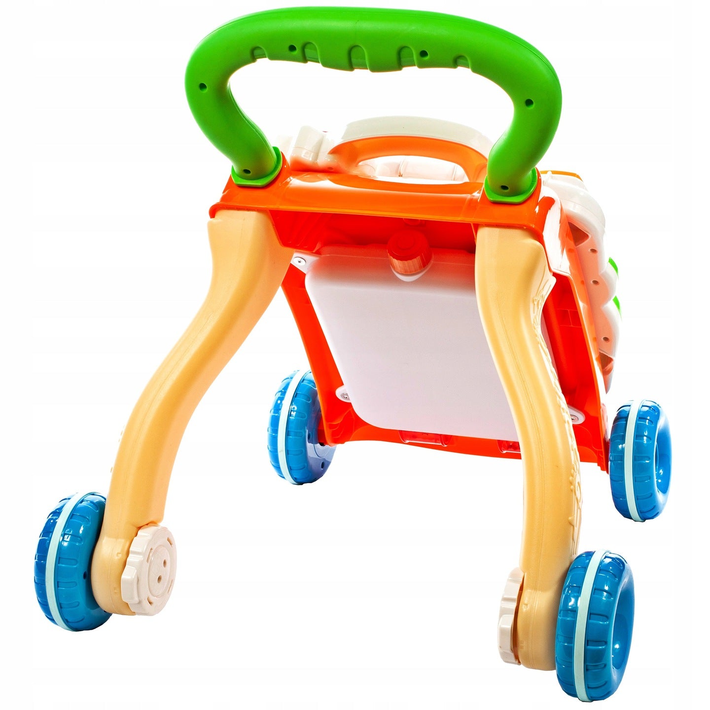 Premergator Interactiv BAMBI KIDS WALKER 2019, Echipat cu Panou Educativ detasabil, Activitati in limba engleza, Sunete si lumini, Sprijina dezvoltarea lingvistica si motorie a unui bebelus, Este un bun ajutor in invatarea mersului independent, Portocaliu