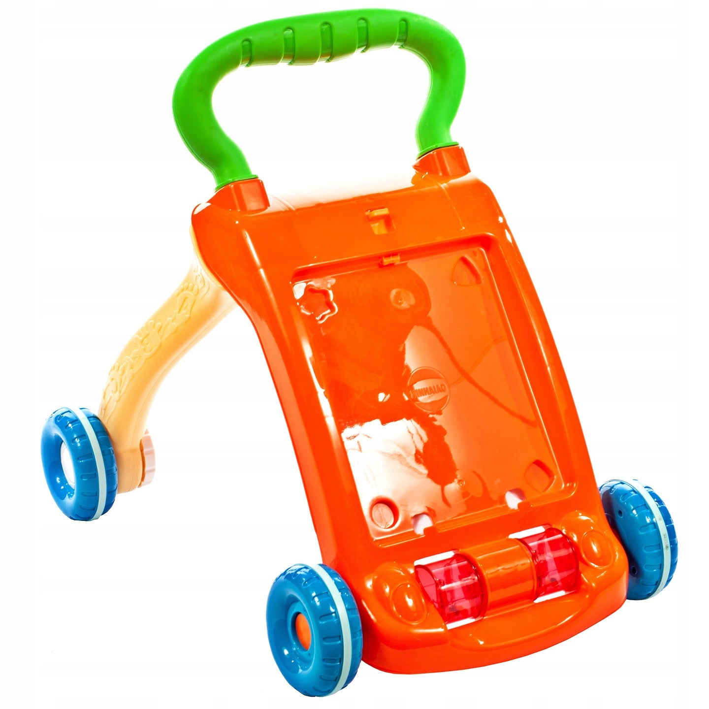 Premergator Interactiv BAMBI KIDS WALKER 2019, Echipat cu Panou Educativ detasabil, Activitati in limba engleza, Sunete si lumini, Sprijina dezvoltarea lingvistica si motorie a unui bebelus, Este un bun ajutor in invatarea mersului independent, Portocaliu