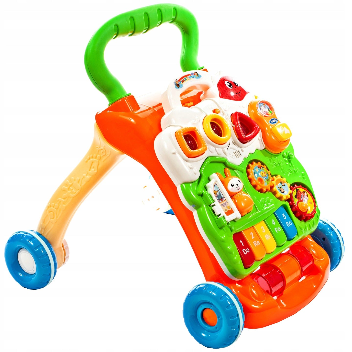 Premergator Interactiv BAMBI KIDS WALKER 2019, Echipat cu Panou Educativ detasabil, Activitati in limba engleza, Sunete si lumini, Sprijina dezvoltarea lingvistica si motorie a unui bebelus, Este un bun ajutor in invatarea mersului independent, Portocaliu
