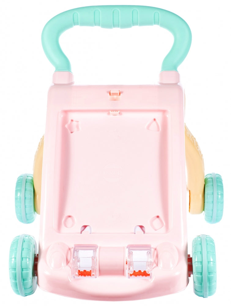 Premergator Interactiv BAMBI KIDS WALKER 2019, Echipat cu Panou Educativ detasabil, Activitati in limba engleza, Sunete si lumini, Sprijina dezvoltarea lingvistica si motorie a unui bebelus, Turcoaz