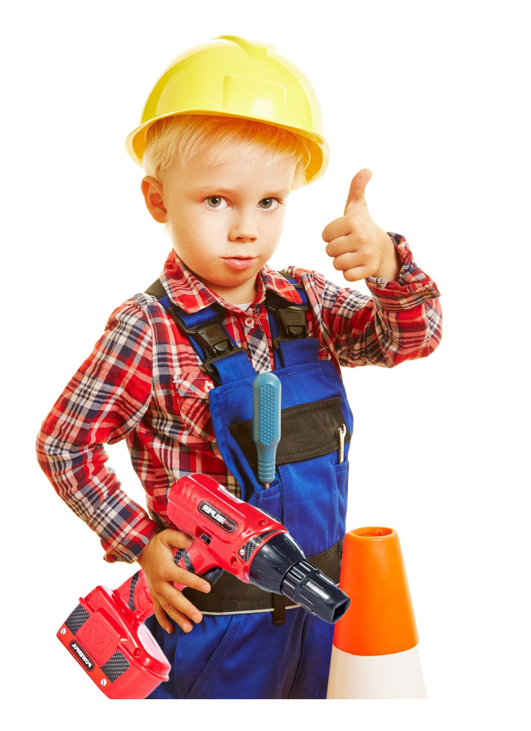 Bormasina de jucarie idealSTORE, Dimensiuni 17 x 5 x 18 cm, Accesorii specifice incluse, Dezvolta creativitatea prin jocul de rol, Alimentare pe baterii