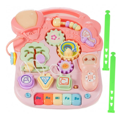 Premergator Interactiv 5 in 1 SWING GO BABY, Dimensiuni 44.0 x 42.0 x 40.0 cm, Activitati in limba engleza, Ajuta la dezvoltarea lingvistica si senzoriala Roz