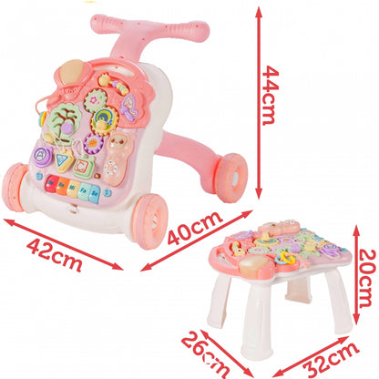 Premergator Interactiv 5 in 1 SWING GO BABY, Dimensiuni 44.0 x 42.0 x 40.0 cm, Activitati in limba engleza, Ajuta la dezvoltarea lingvistica si senzoriala Roz