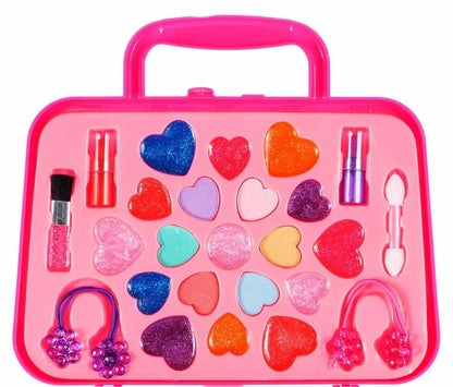 Trusa de Machiaj pentru copii Fashion Make-up IdealSTORE, Include 25 de elemente pentru Make-up, Farduri, Rujuri, Oglinda, Geanta cu maner pentru transport