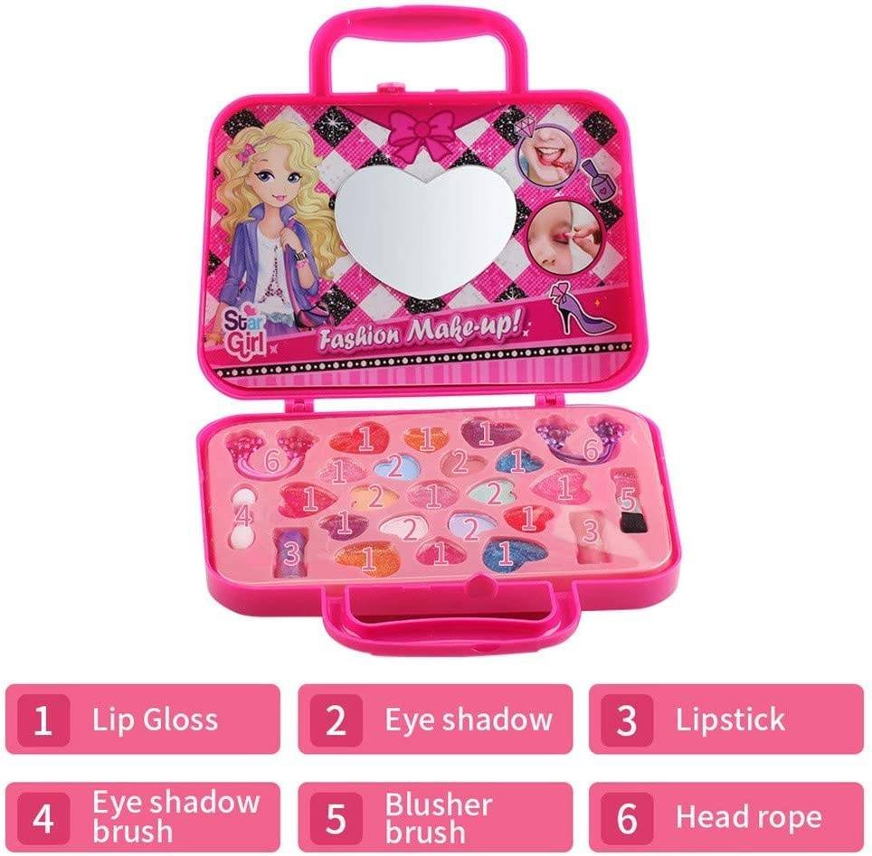 Trusa de Machiaj pentru copii Fashion Make-up IdealSTORE, Include 25 de elemente pentru Make-up, Farduri, Rujuri, Oglinda, Geanta cu maner pentru transport
