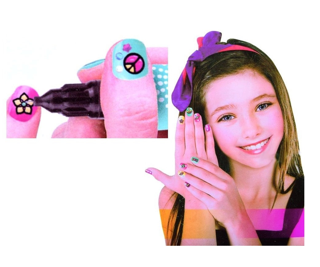 Set de unghii Professional Nail ART idealSTORE Dimensiuni ambalaj:35 cm x 27 cm x 5 cm, Include 4 lacuri cu varfuri, autocolante colorate, modele negre, 4 ace, Dezvoltand, de asemenea, imaginatia si abilitatile manuale ale copilului