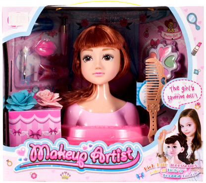 Set Coafor Stylish pentru fete idealSTORE, Mica Avangardista, Dimensiuni 17 x 16 x 21 cm, Include un manechin pentru a putea crea diferite coafuri si un make up fresh, Echipat cu diverse accesorii simbolice pentru a spori jocul de rol