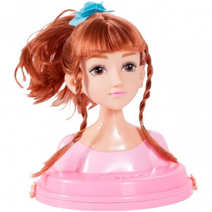 Set Coafor Stylish pentru fete idealSTORE, Mica Avangardista, Dimensiuni 17 x 16 x 21 cm, Include un manechin pentru a putea crea diferite coafuri si un make up fresh, Echipat cu diverse accesorii simbolice pentru a spori jocul de rol