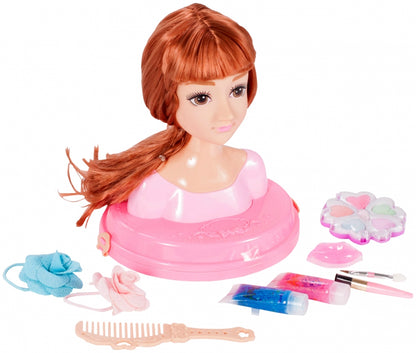 Set Coafor Stylish pentru fete idealSTORE, Mica Avangardista, Dimensiuni 17 x 16 x 21 cm, Include un manechin pentru a putea crea diferite coafuri si un make up fresh, Echipat cu diverse accesorii simbolice pentru a spori jocul de rol