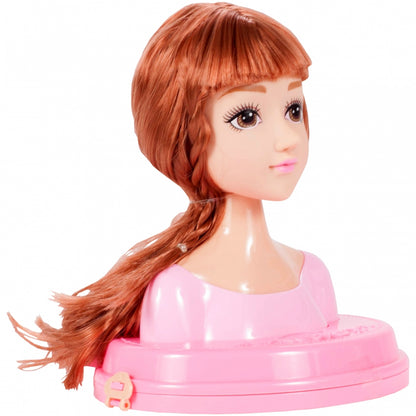 Set Coafor Stylish pentru fete idealSTORE, Mica Avangardista, Dimensiuni 17 x 16 x 21 cm, Include un manechin pentru a putea crea diferite coafuri si un make up fresh, Echipat cu diverse accesorii simbolice pentru a spori jocul de rol