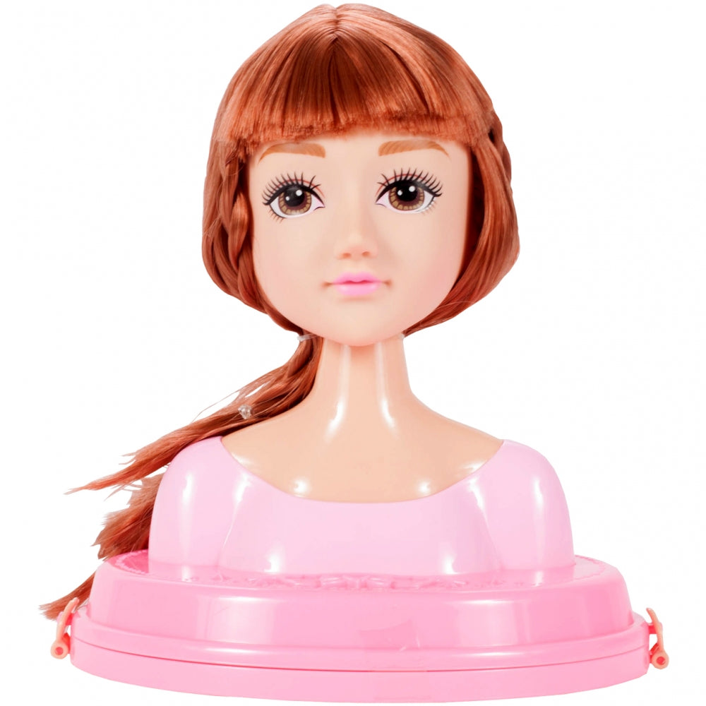 Set Coafor Stylish pentru fete idealSTORE, Mica Avangardista, Dimensiuni 17 x 16 x 21 cm, Include un manechin pentru a putea crea diferite coafuri si un make up fresh, Echipat cu diverse accesorii simbolice pentru a spori jocul de rol