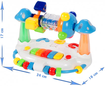 Jucarie interactiva cu pian idealSTORE Happy BELL, Dimensiuni 24 x 18 x 17 cm, Accesorizat cu o multitudine de functii, efecte sonore si piese in miscare, Sporeste imaginatia si imbunatateste relatia cauza-efect