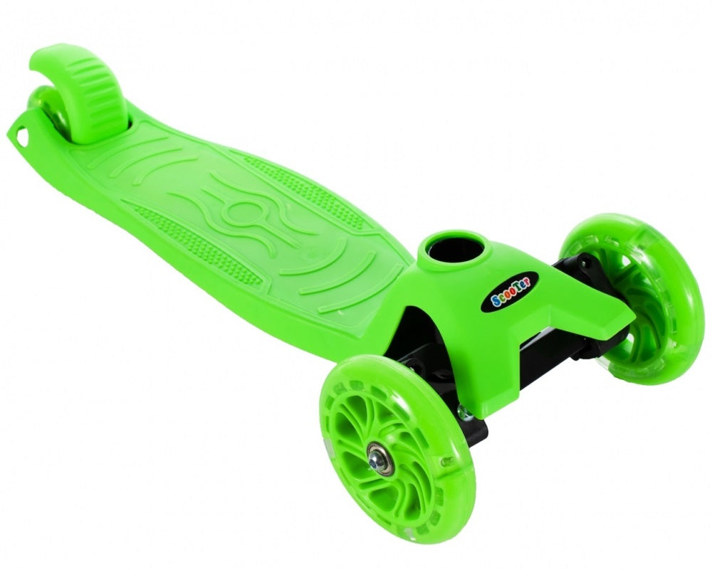 Trotineta 3 roti pentru copii idealSTORE SMART COLLECTION, Dimensiuni 66-72-78 X 24 X 60 cm, Roti iluminate LED, Frana de picior, Cadru rezistent din otel, Sarcina 50 Kg, Culoare Verde