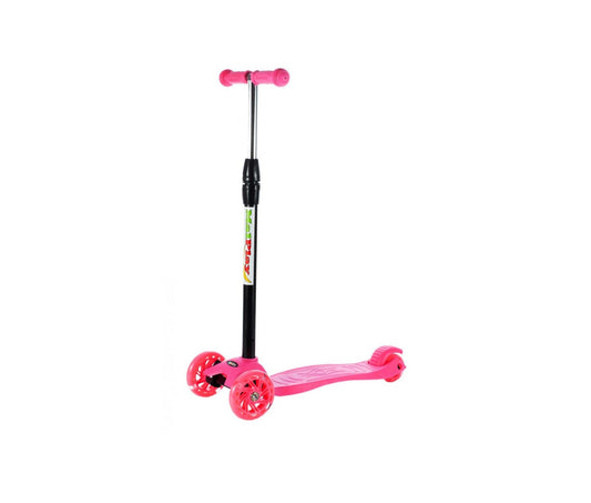 Trotineta 3 roti pentru copii idealSTORE SMART COLLECTION, Dimensiuni 66-72-78 X 24 X 60 cm, Roti iluminate LED, Frana de picior, Cadru rezistent din otel, Sarcina 50 Kg, Culoare Roz