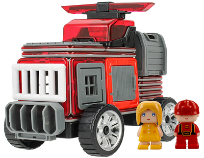 Set constructie idealSTORE Blocuri Magnetice PUZZLE, Masina, Caramida Magnetica, 2 figurine, 8 Blocuri Magnetice, Ajuta la Dezvoltarea Gandirii Logice, Creativitate, Multicolor