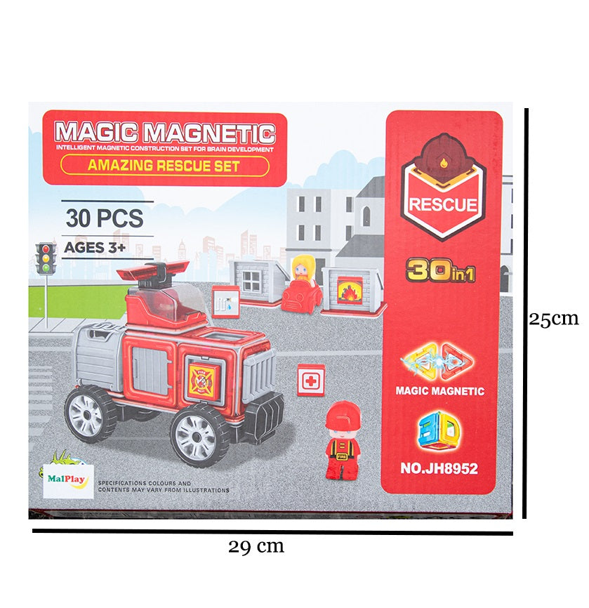 Set constructie idealSTORE Blocuri Magnetice PUZZLE, Masina, Caramida Magnetica, 2 figurine, 8 Blocuri Magnetice, Ajuta la Dezvoltarea Gandirii Logice, Creativitate, Multicolor