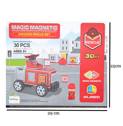 Set constructie idealSTORE Blocuri Magnetice PUZZLE, Masina, Caramida Magnetica, 2 figurine, 8 Blocuri Magnetice, Ajuta la Dezvoltarea Gandirii Logice, Creativitate, Multicolor