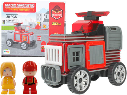 Set constructie idealSTORE Blocuri Magnetice PUZZLE, Masina, Caramida Magnetica, 2 figurine, 8 Blocuri Magnetice, Ajuta la Dezvoltarea Gandirii Logice, Creativitate, Multicolor