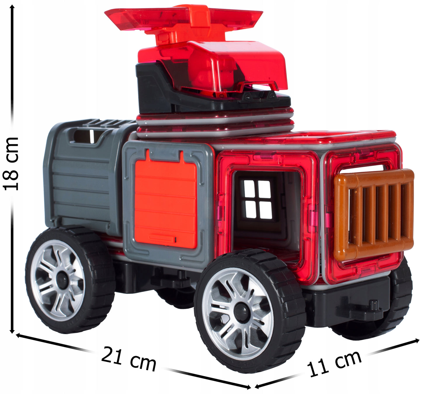 Set constructie idealSTORE Blocuri Magnetice PUZZLE, Masina, Caramida Magnetica, 2 figurine, 8 Blocuri Magnetice, Ajuta la Dezvoltarea Gandirii Logice, Creativitate, Multicolor