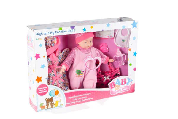 Set Papusa bebelus idealSTORE doll Babygirl, Echipata cu accesorii tematice pentru jocul de rol, Ajuta la dezvoltarea personala