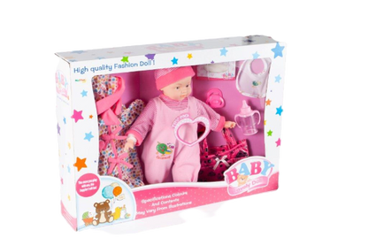 Set Papusa bebelus idealSTORE doll Babygirl, Echipata cu accesorii tematice pentru jocul de rol, Ajuta la dezvoltarea personala