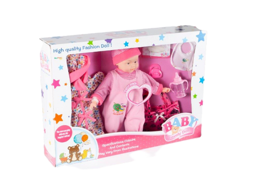 Set Papusa bebelus idealSTORE doll Babygirl, Echipata cu accesorii tematice pentru jocul de rol, Ajuta la dezvoltarea personala
