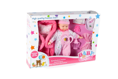 Set Papusa bebelus idealSTORE doll Babyboy, Echipat cu accesorii tematice pentru jocul de rol, Ajuta la dezvoltarea personala