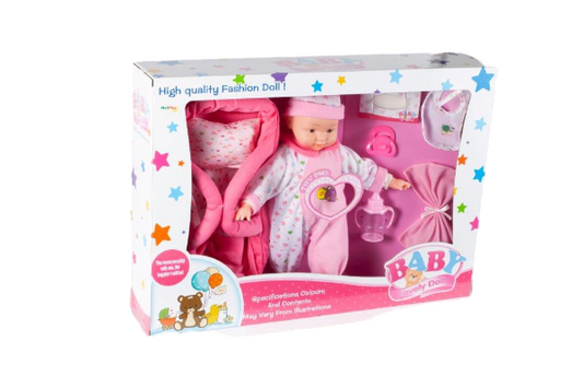 Set Papusa bebelus idealSTORE doll Babyboy, Echipat cu accesorii tematice pentru jocul de rol, Ajuta la dezvoltarea personala