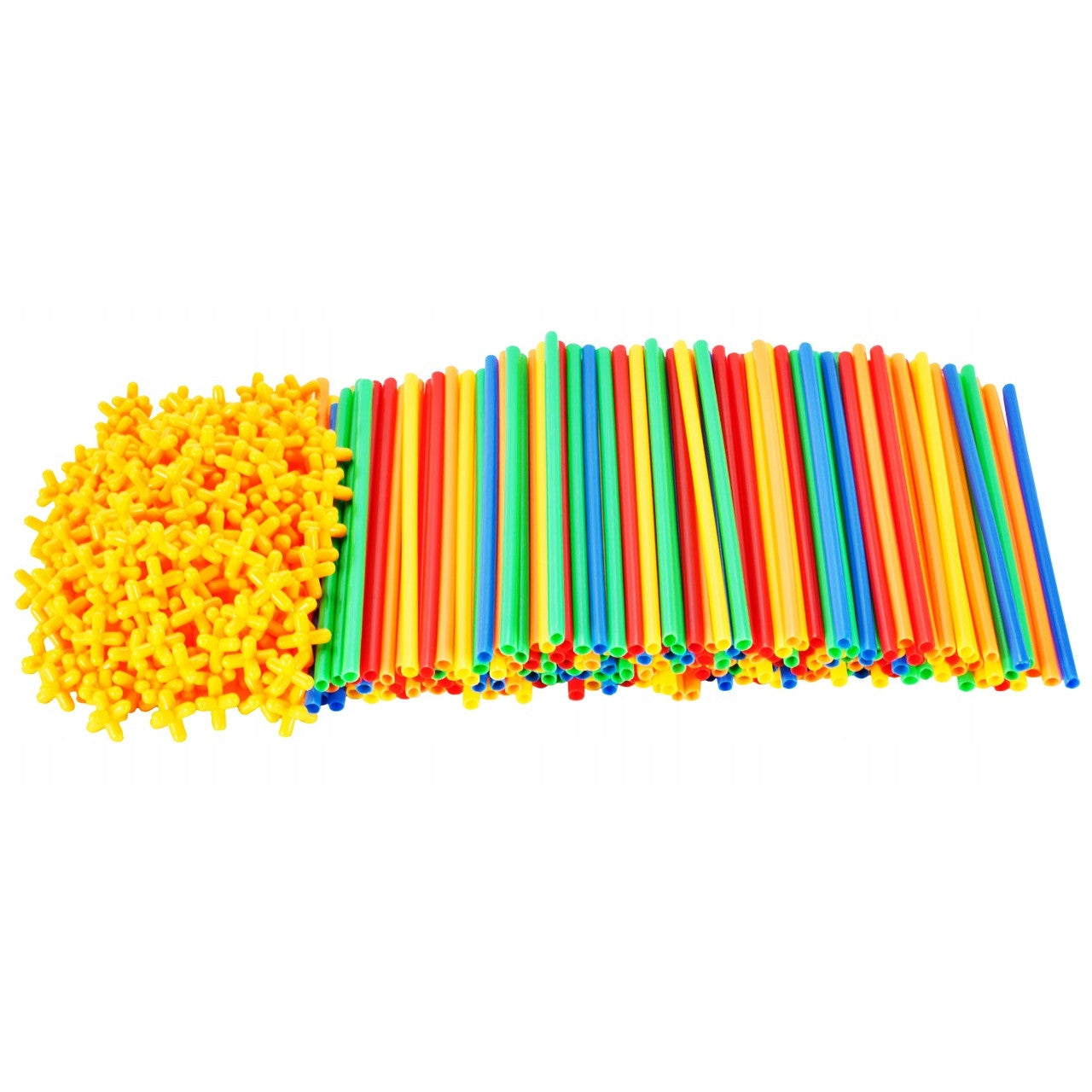 Set De Constructie Din Paie Magic Pieces idealStore, 400 elemente, Materiale Flexibile si Rezistente, Usor de Modelat, Joc Educativ si Creativ Multicolor