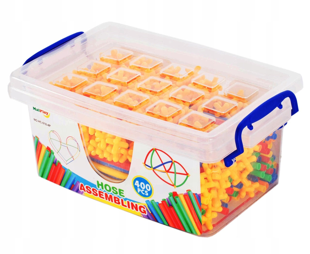 Set De Constructie Din Paie Magic Pieces idealStore, 400 elemente, Materiale Flexibile si Rezistente, Usor de Modelat, Joc Educativ si Creativ Multicolor