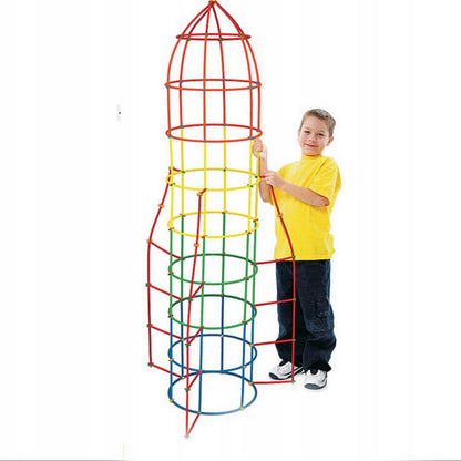 Set De Constructie Din Paie Magic Pieces idealStore, 400 elemente, Materiale Flexibile si Rezistente, Usor de Modelat, Joc Educativ si Creativ Multicolor