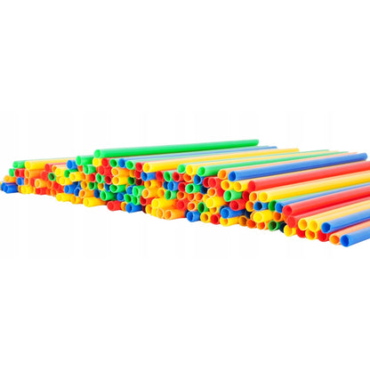 Set De Constructie Din Paie Magic Pieces idealStore, 400 elemente, Materiale Flexibile si Rezistente, Usor de Modelat, Joc Educativ si Creativ Multicolor