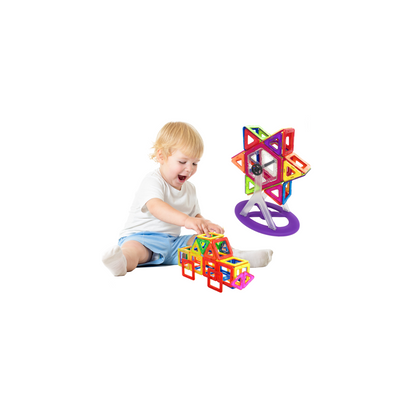 Set Inteligent de constructie MAGNETIC CONSTRUCTION idealSTORE, Include 106 de piese Multicolore, Posibilitatea de forme nelimitate, Educativ-Creativ, Magneti Neodim, Dezvolta abilitati motrice
