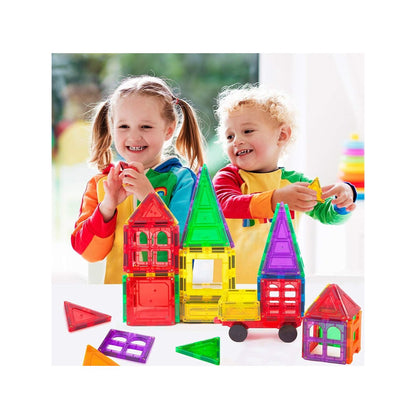 Set Inteligent de constructie MAGNETIC CONSTRUCTION idealSTORE, Include 106 de piese Multicolore, Posibilitatea de forme nelimitate, Educativ-Creativ, Magneti Neodim, Dezvolta abilitati motrice