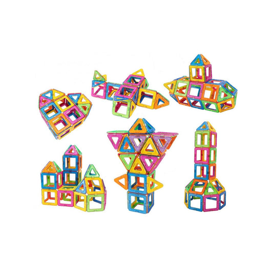 Set Inteligent de constructie MAGNETIC CONSTRUCTION idealSTORE, Include 106 de piese Multicolore, Posibilitatea de forme nelimitate, Educativ-Creativ, Magneti Neodim, Dezvolta abilitati motrice